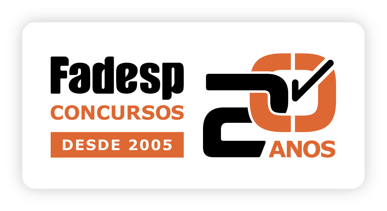 Selo comemorativo dos 20 anos da Fadesp Concursos, desde 2005